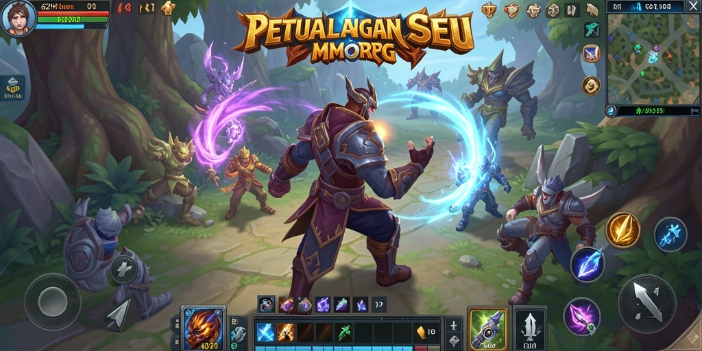 Tangkapan layar dari gameplay seru dalam 62HOT, menampilkan aksi pertempuran MMORPG.