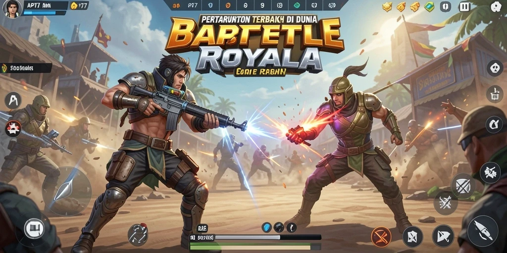 Tampilan gameplay seru dalam API77 di arena Battle Royale.