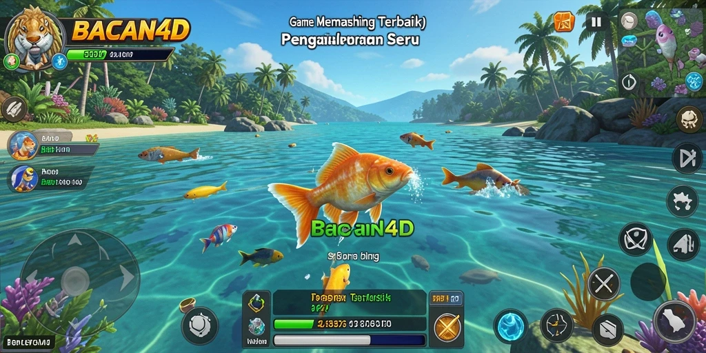 Screenshot BACAN4D menampilkan pemain yang sedang asyik memancing di laut.