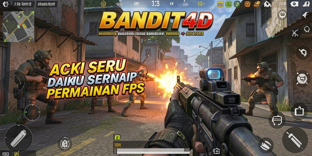 Tampilan gameplay BANDIT4D yang mendebarkan dalam aksi FPS.