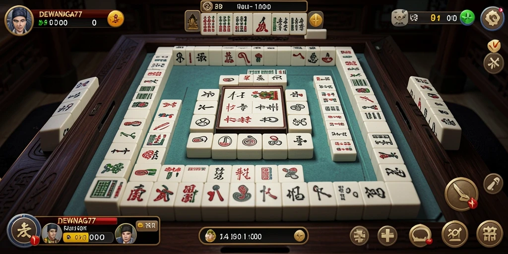 Screenshot gameplay DEWANAGA77 menampilkan suasana Mahjong yang menarik.