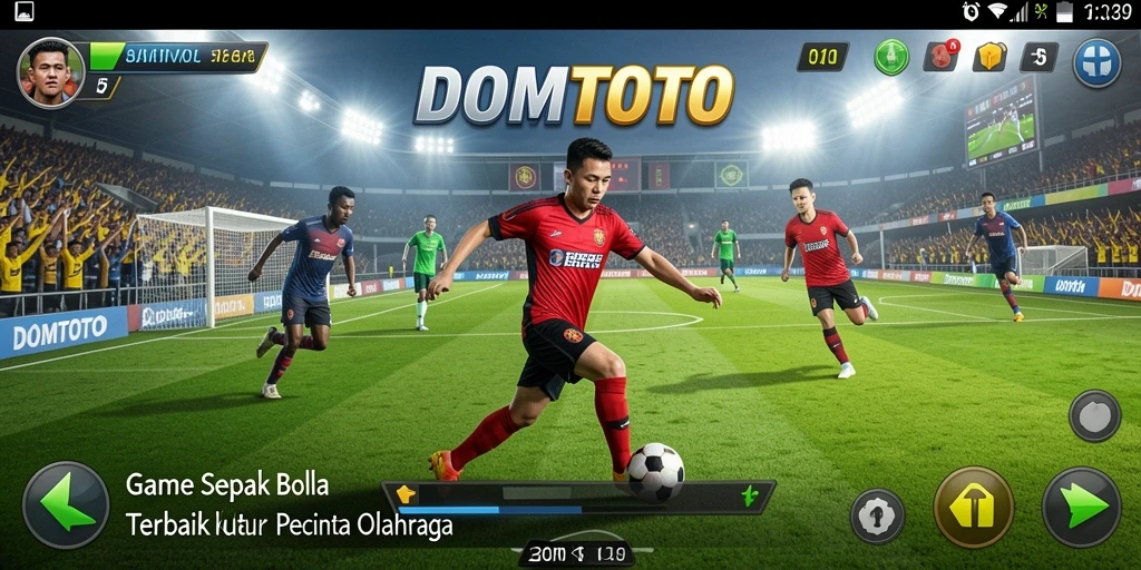 Screenshot menampilkan aksi mendebarkan dari pertandingan sepak bola di DOMTOTO.