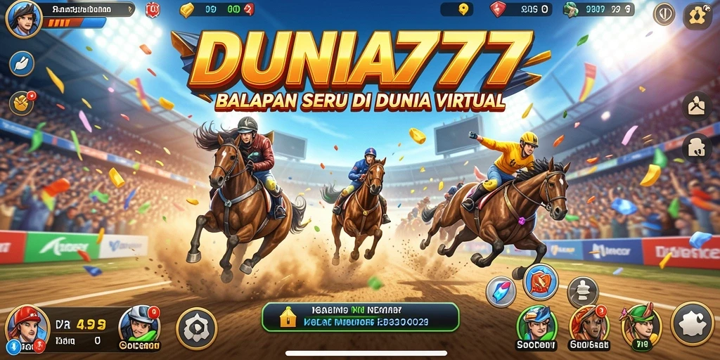 Gameplay adrenaline tinggi dalam DUNIA777 saat balapan.