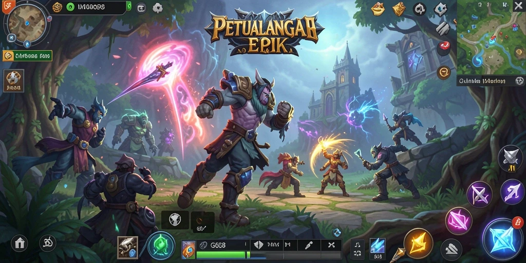 Tampilan screenshot G668 yang menunjukkan pertempuran epik di dunia MMORPG.