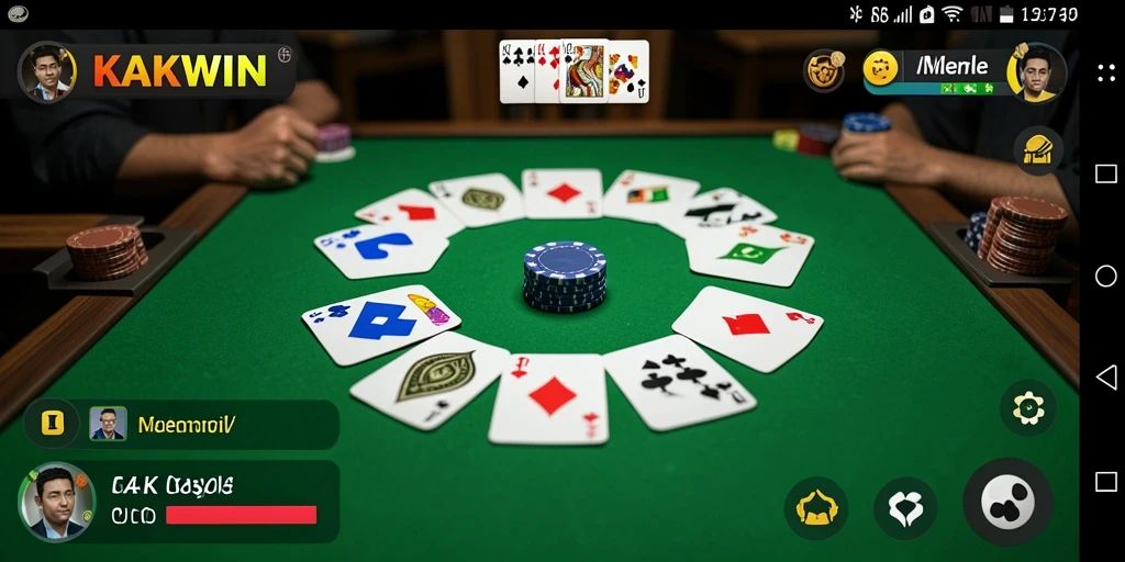 Tampilan gameplay seru KAKWIN ketika bermain Gaple secara online.
