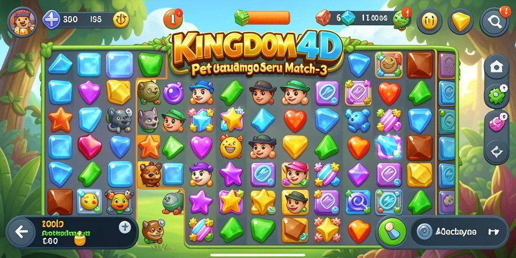 Tampilkan gameplay seru KINGDOM4D dengan aksi Match-3 menawan.