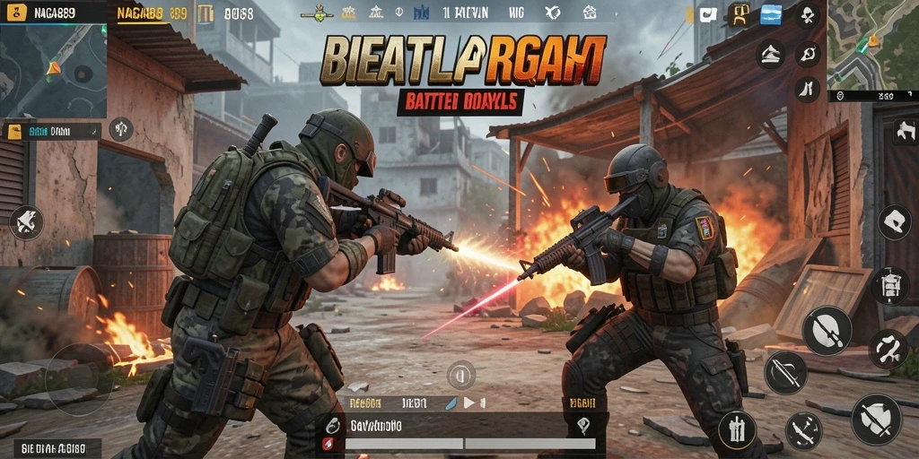 Tangkapan layar NAGA889 menampilkan aksi pertarungan intens Battle Royale.