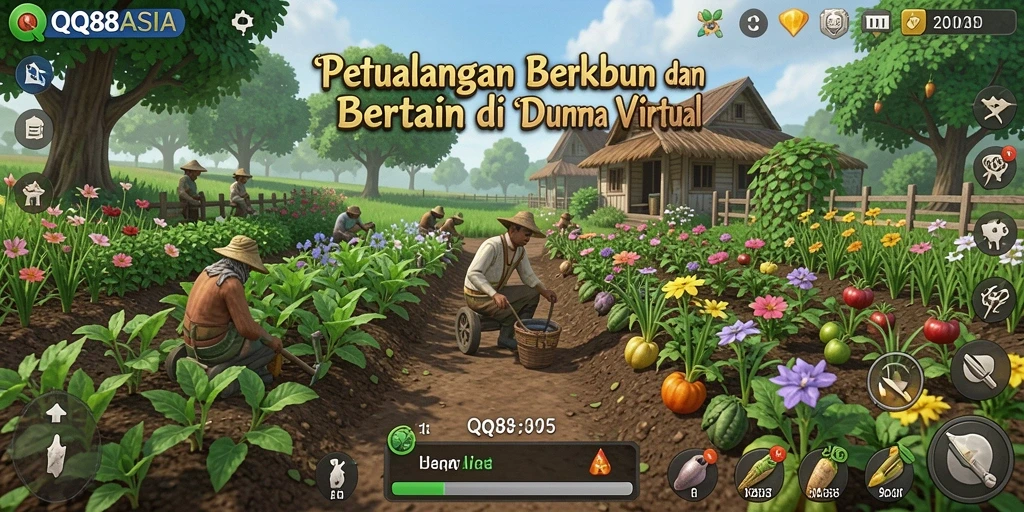 Tampilan gameplay bertani yang menarik dan penuh warna.